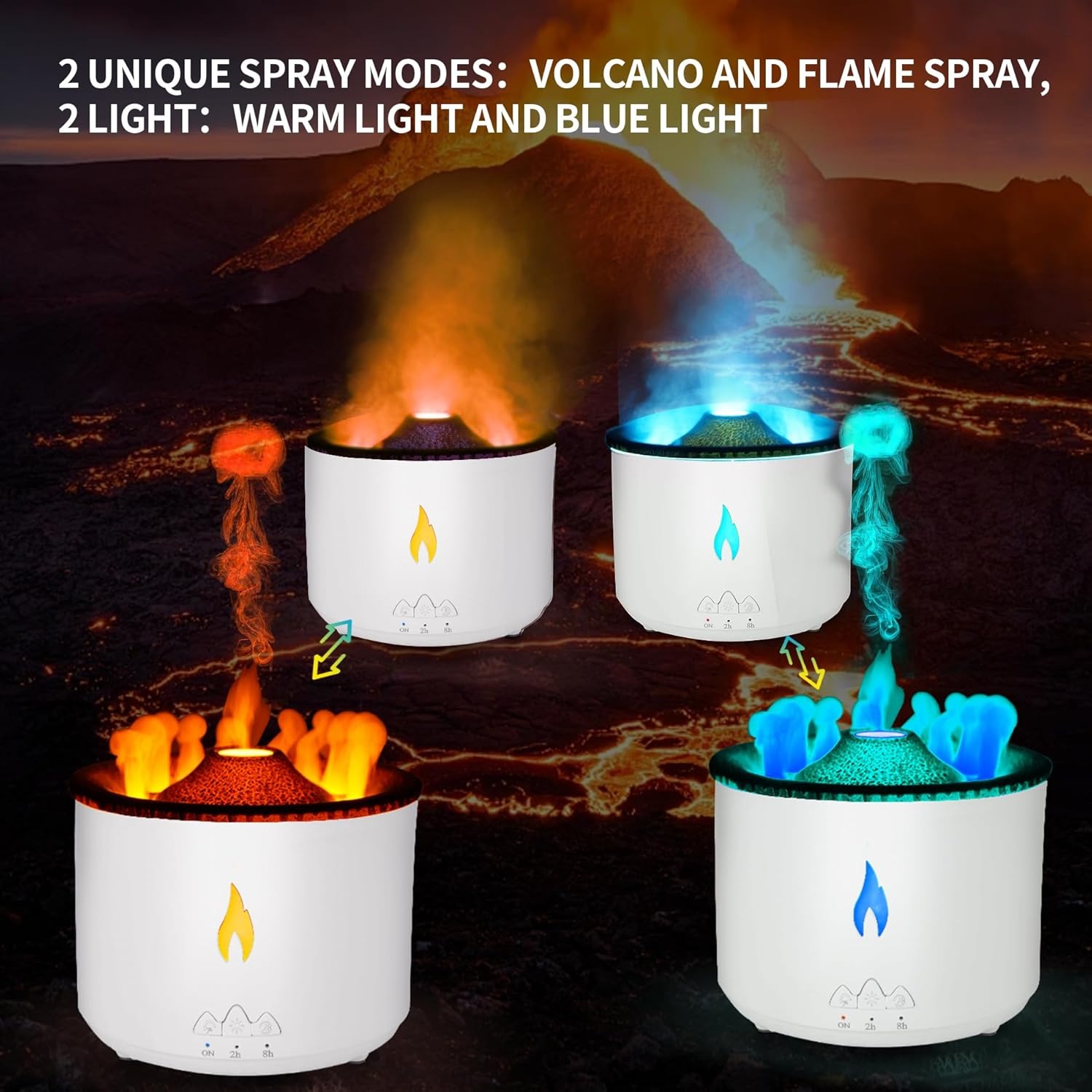 Volcano Flame Essential Oil Diffuser – 2 Mist Modes with Hotel Collection Oil for Home & Large Rooms