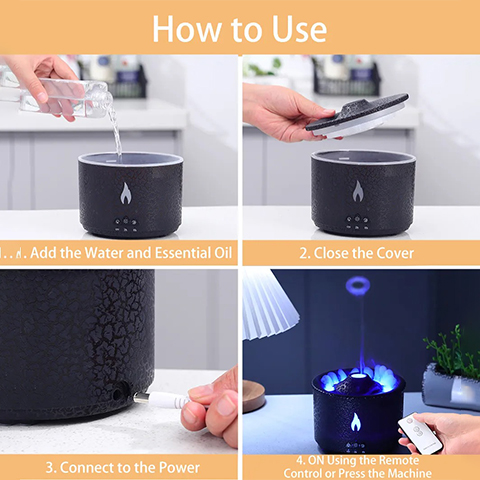 Volcano Flame Essential Oil Diffuser – 2 Mist Modes with Hotel Collection Oil for Home & Large Rooms