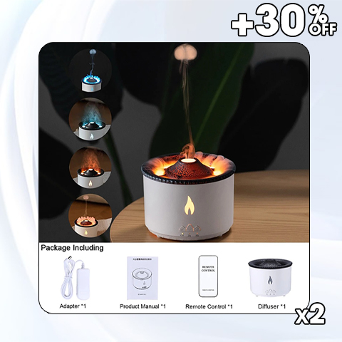 Volcano Flame Essential Oil Diffuser – 2 Mist Modes with Hotel Collection Oil for Home & Large Rooms
