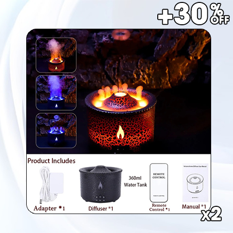 Volcano Flame Essential Oil Diffuser – 2 Mist Modes with Hotel Collection Oil for Home & Large Rooms