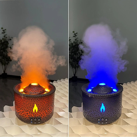 Volcano Flame Essential Oil Diffuser – 2 Mist Modes with Hotel Collection Oil for Home & Large Rooms